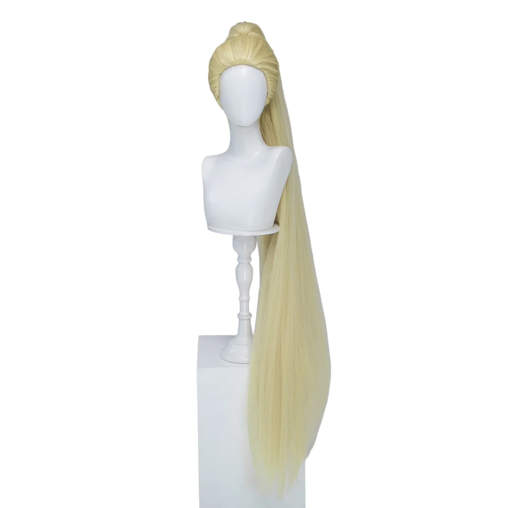 【120 CM】DokiDoki Anime GACHIAKUTA Cosplay Noerde Hew Amozo Wig Long Straight Blonde Hair Ponytail - Image 5