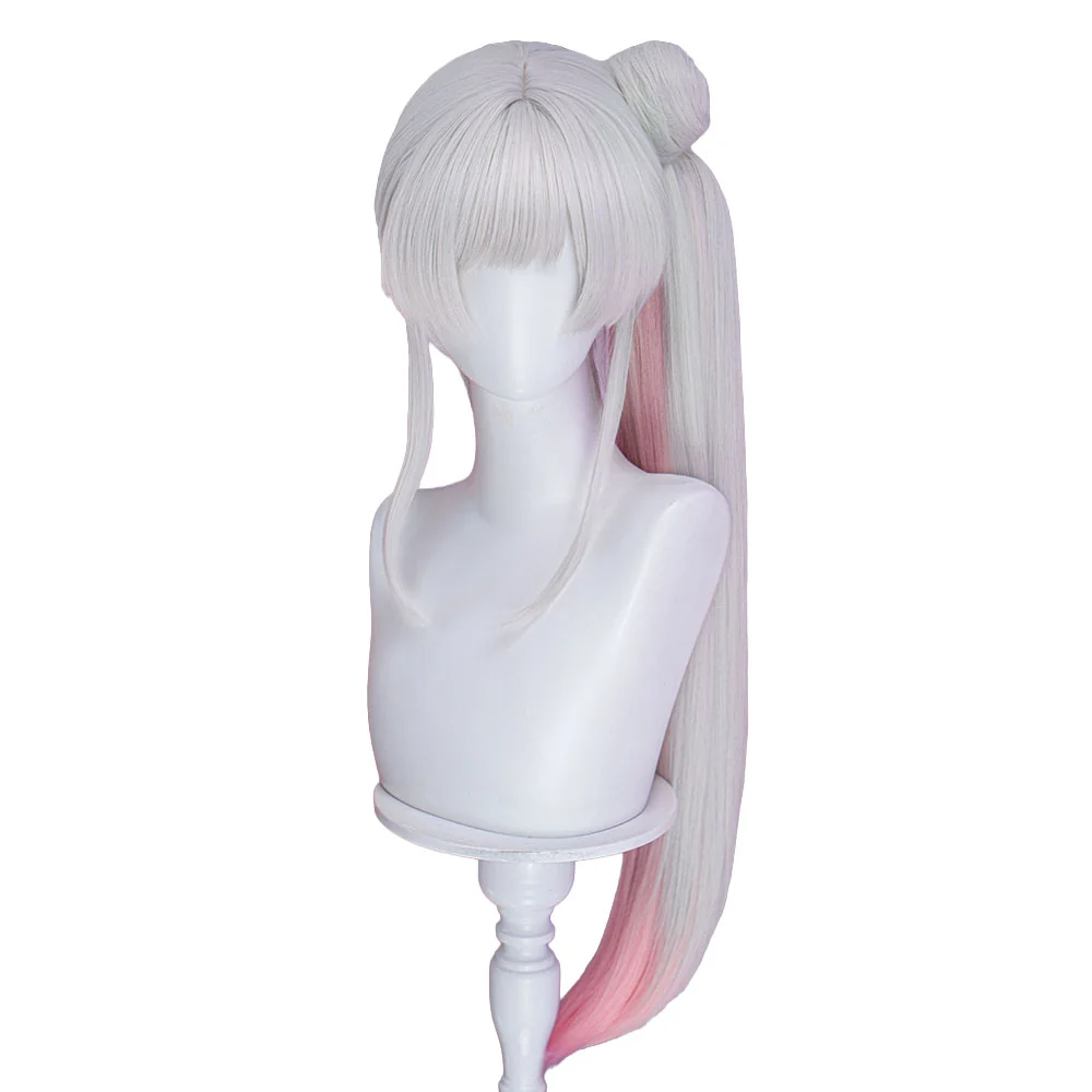 【Twin Tails Ver Ready For Ship】【120CM】DokiDoki Anime Cosmic Princess Kaguya! Cosplay Yachiyo Runami Wig Long Straight Sliver Pink Hair Twin Tails Side Ponytail - Image 13