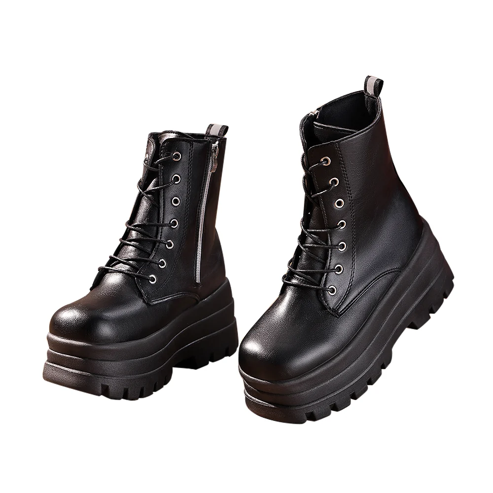 【8 CM】DokiDoki Height Increasing Shoes / Elevator Shoes Martin Boots Black Invisible Thick-Soled 8 CM Platform Shoes - Image 8