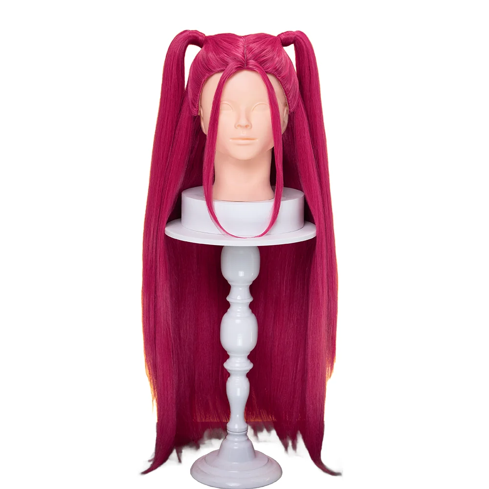 【Ready For Ship】【Last Batch】【80 CM】【Front Lace】【Kids Version】DokiDoki Movie Anime Cosplay Women Wig Long Pink Straight Hair Two Ponytails - Image 6