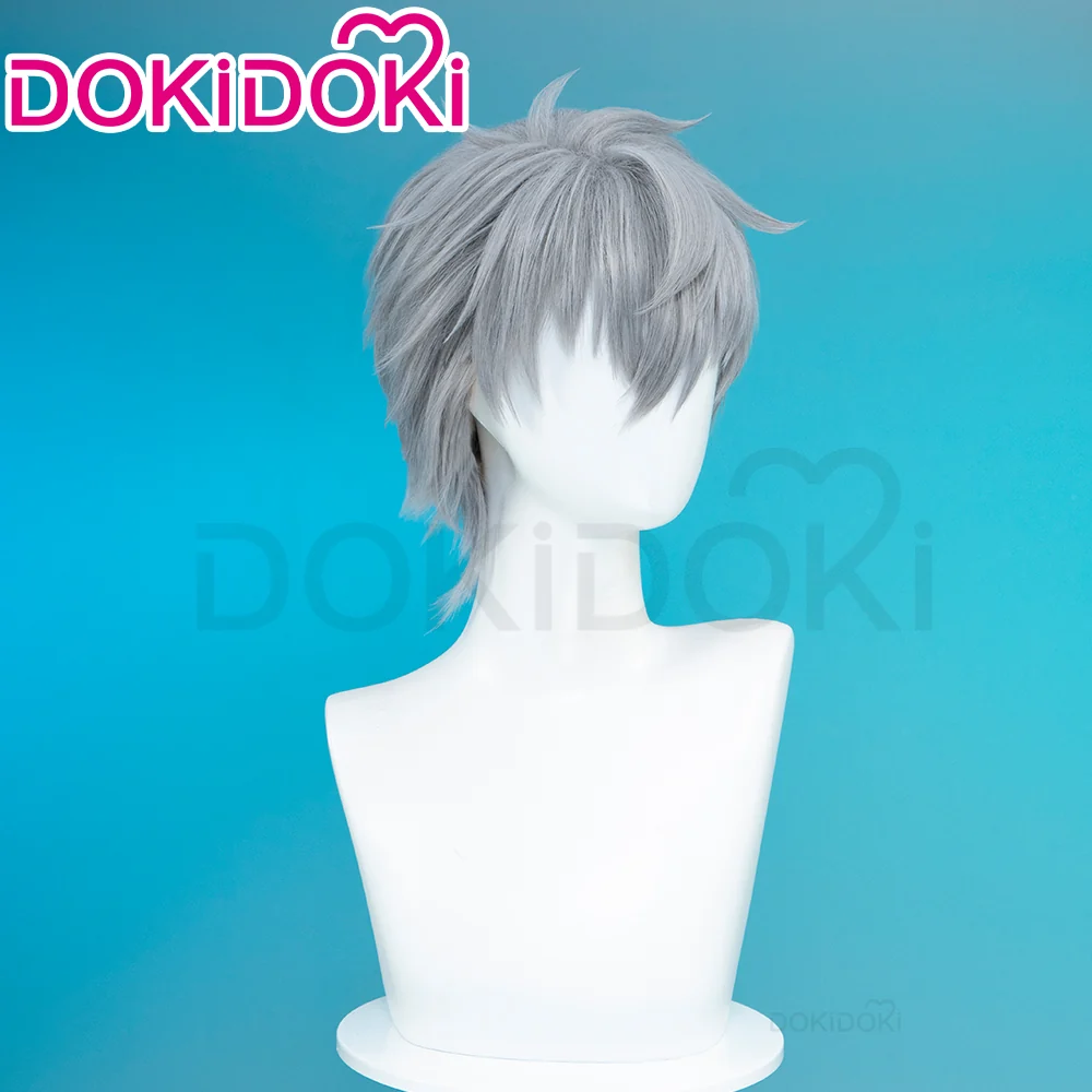 【Partially Ready For Ship】DokiDoki Anime Cosplay Wig / Tattoo Sticker / Earring / Necklace Short Straight Grey Hair 28th Adult Version - Image 3