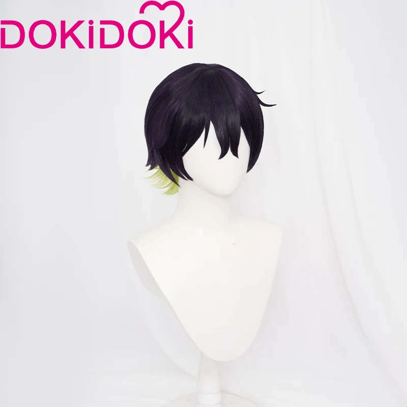 【Ready For Ship】DokiDoki Anime Cosplay  Wig Short Deep Purple Green Hair - Image 2