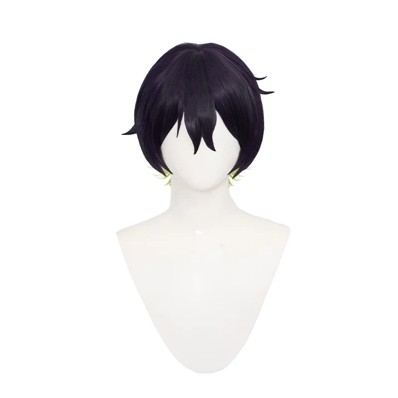 【Ready For Ship】DokiDoki Anime Cosplay  Wig Short Deep Purple Green Hair - Image 5