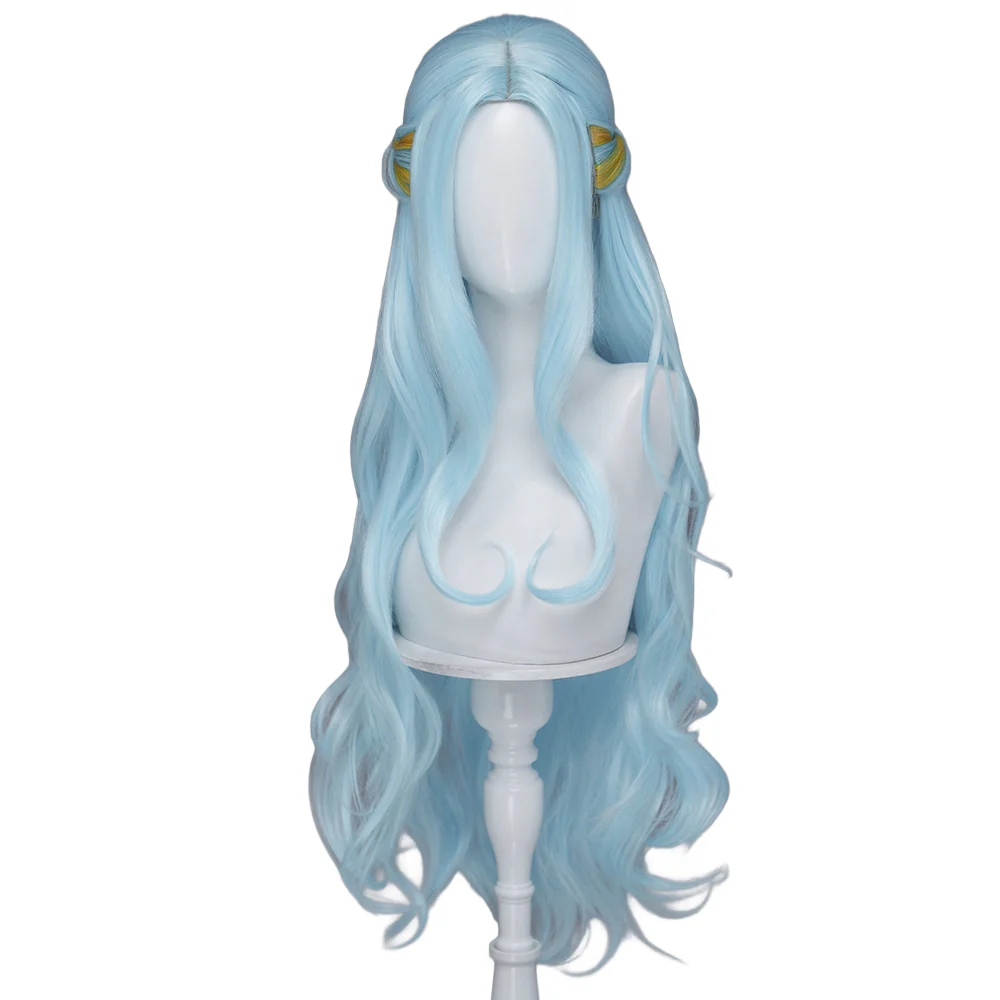 【Ready For Ship】DokiDoki Anime Cosaply Wig Blue Curly Yellow Highlight Hair Pre Braided - Image 5