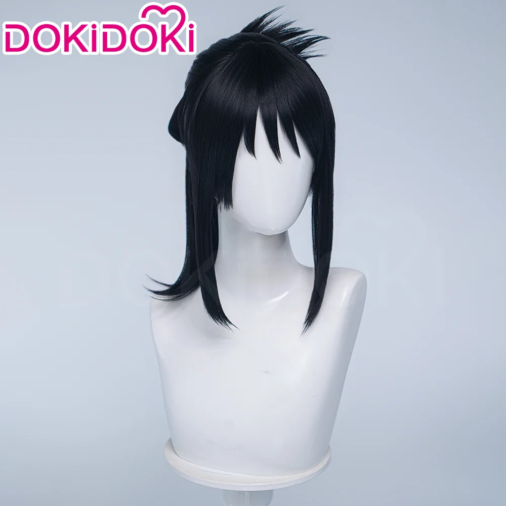 DokiDoki Anime Cosaply Wig Black Straight Hair Pre Braided - Image 2