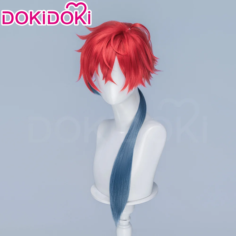 【Ready For Ship】DokiDoki Anime Cosmic Princess Kaguya! Cosplay Akira Mikado Wig / Horns Long Red Green Braid Hair - Image 3