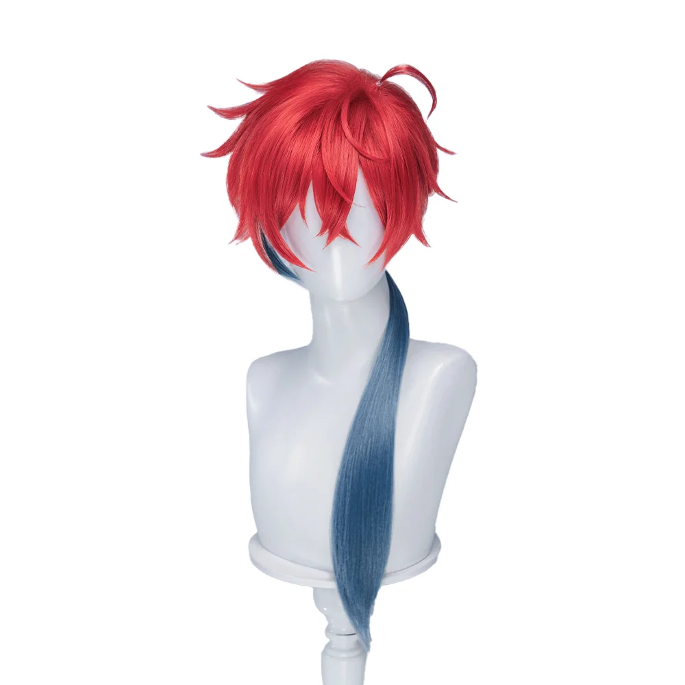 【Ready For Ship】DokiDoki Anime Cosmic Princess Kaguya! Cosplay Akira Mikado Wig / Horns Long Red Green Braid Hair - Image 6