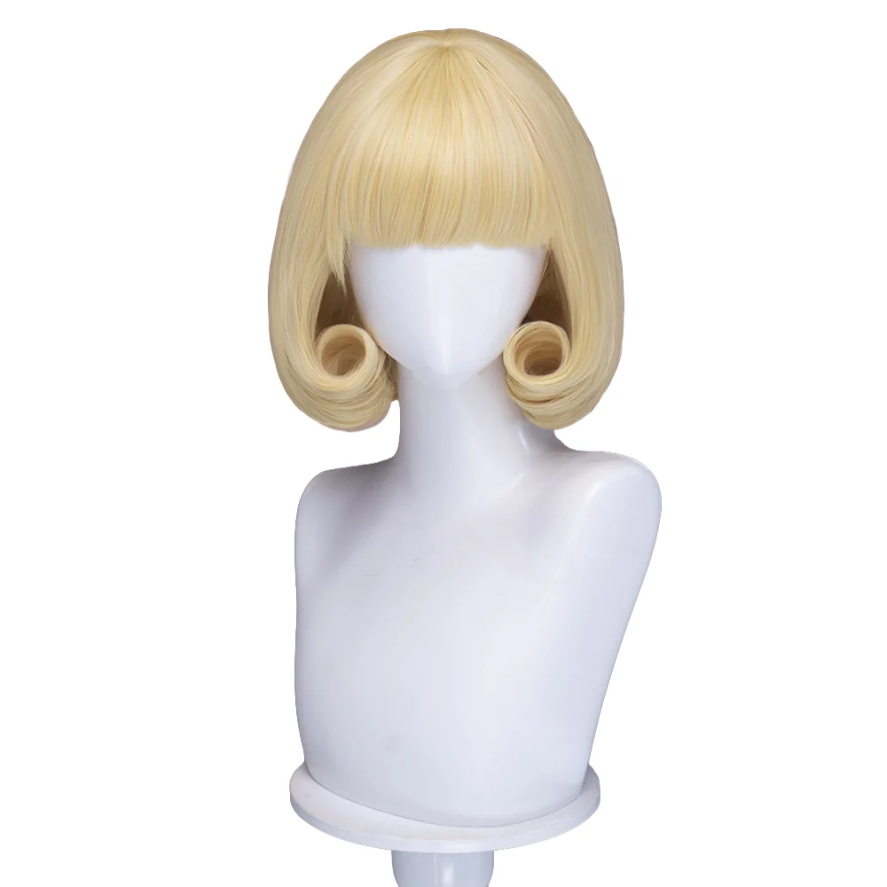 DokiDoki Anime Cosplay Angel Wig Short Blonde Hair Pre Curled - Image 5