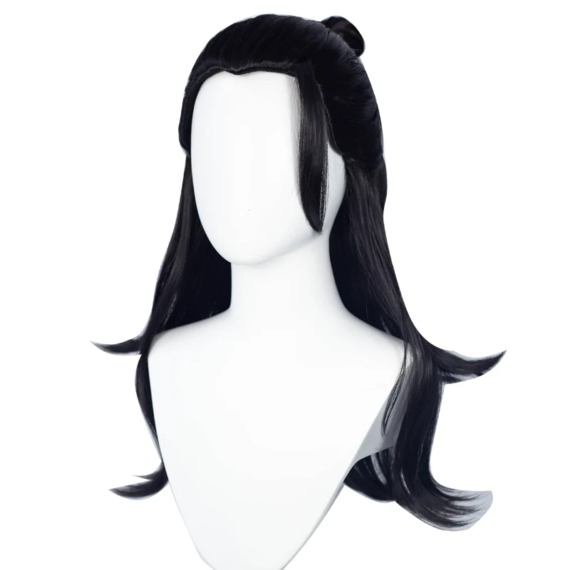 【Ready For Ship】Dokidoki Anime Cosplay Wig Long Black Half Bun Hair/ Earrings - Image 6