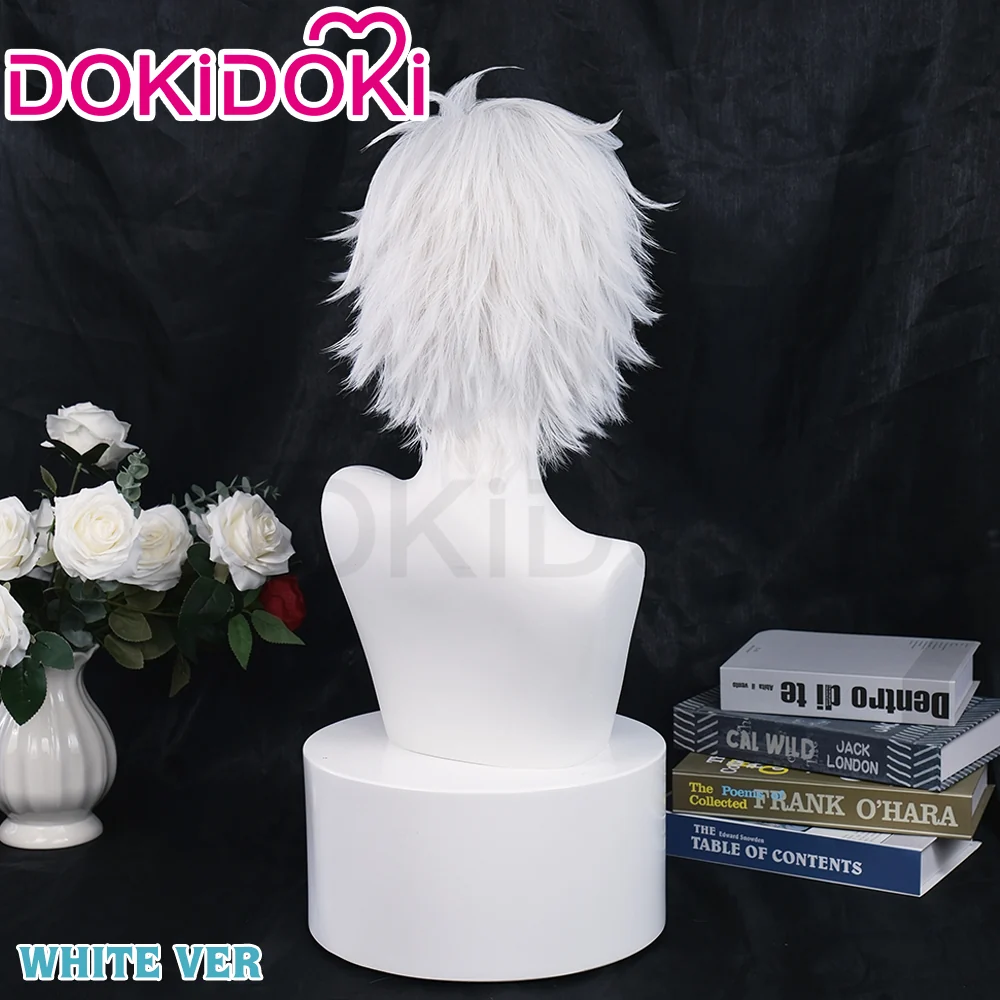 DokiDoki Anime Cosplay White/ Grey Wig/ Glasses/  White False Eyelash Short Grey Halloween - Image 11