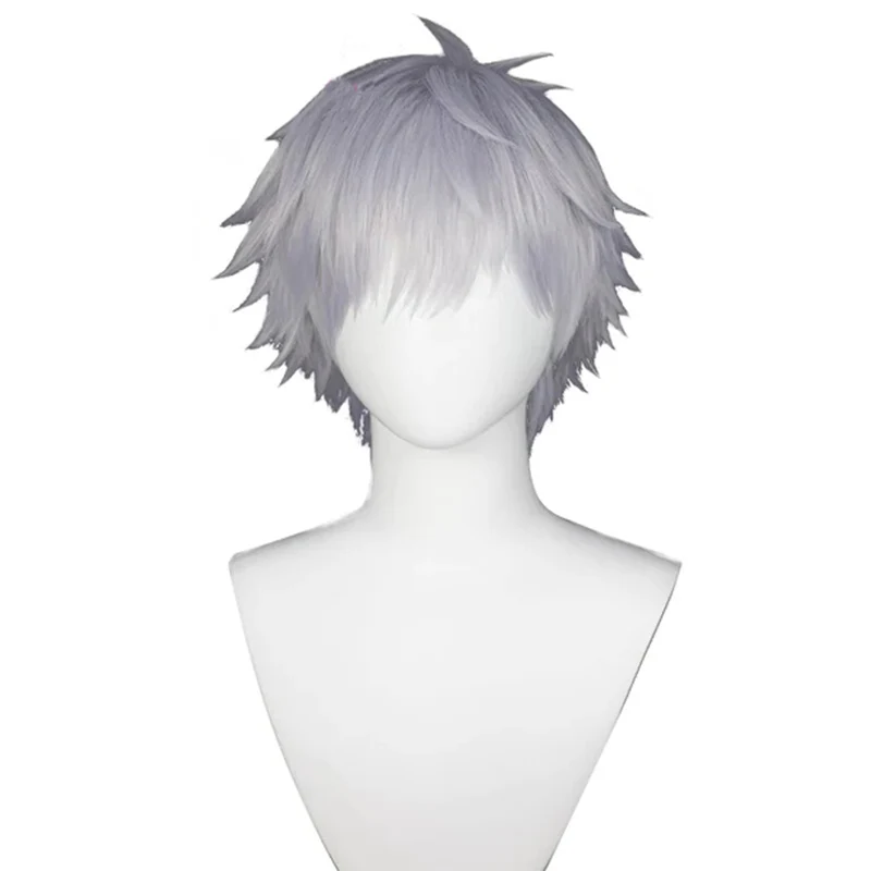 DokiDoki Anime Cosplay White/ Grey Wig/ Glasses/  White False Eyelash Short Grey Halloween - Image 5