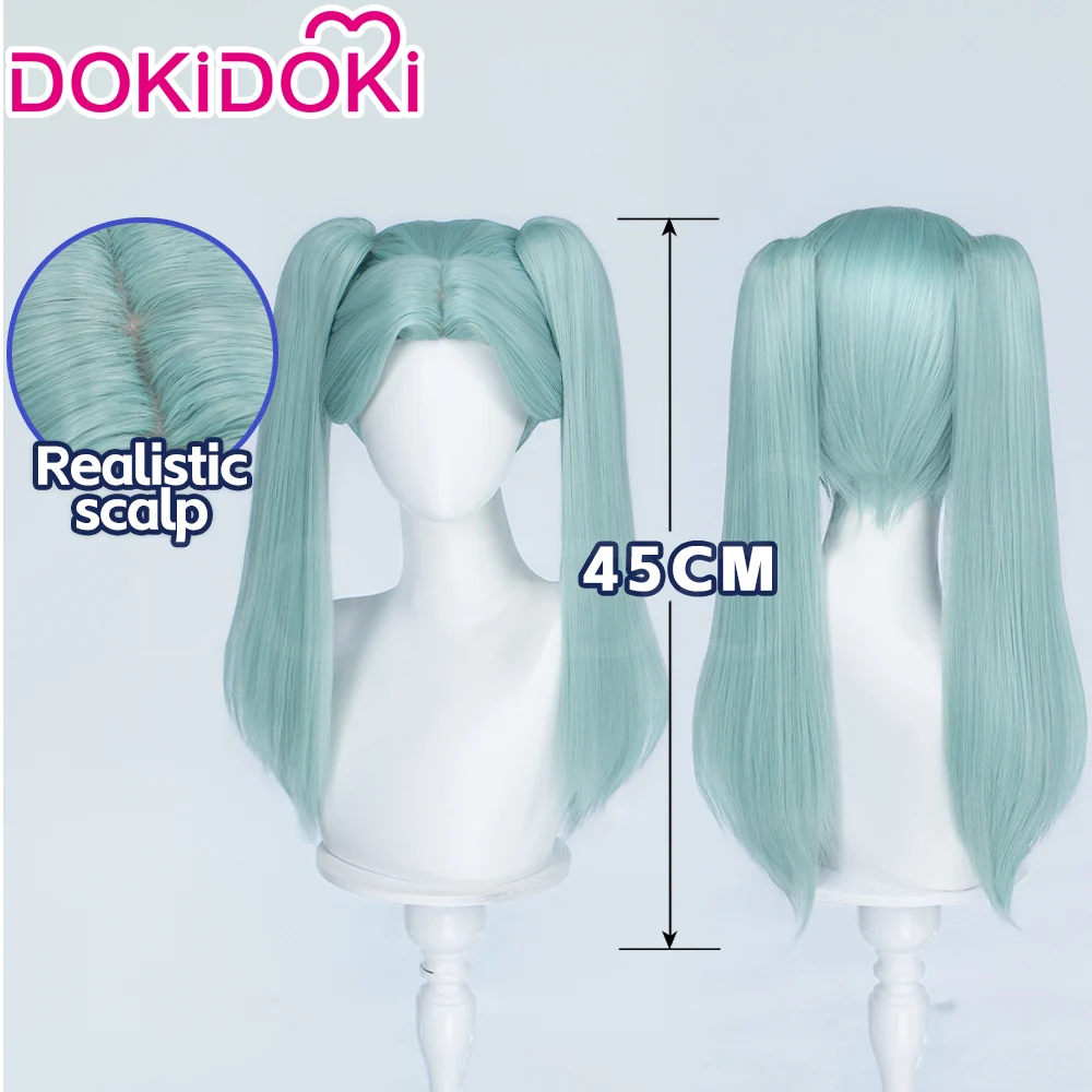 【Ready For Ship】DokiDoki Anime Cosplay Wig Long Straight Green Hair Twin Tail / Headwear - Image 4