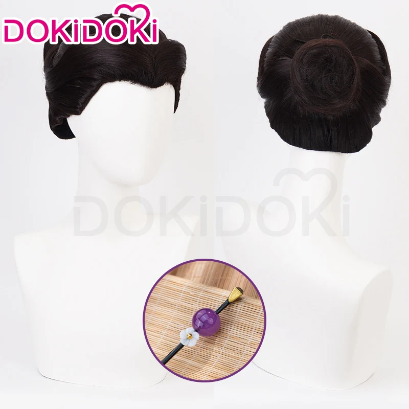 【Wig In Stock】DokiDoki Anime Cosplay Wig / Prop Black Bun Hair Purple Bead Daisy Hairpin