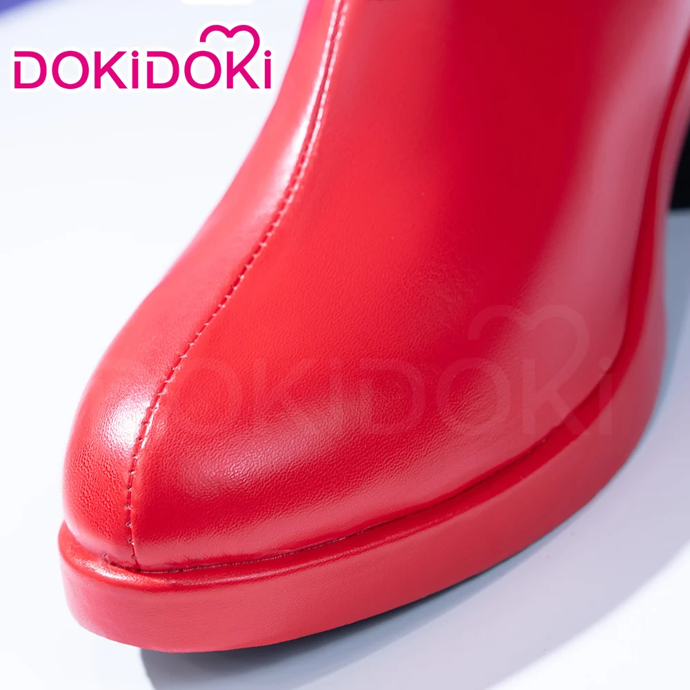 DokiDoki Anime Cosplay Red Long Boots Chunk-Heeled High Heels - Image 2