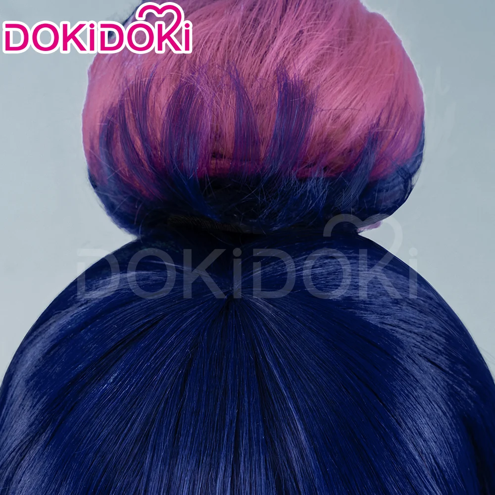 【Ready For Ship】DokiDoki Anime Cosplay Cosplay Wig Half Blue Pink Bun Hair - Image 4