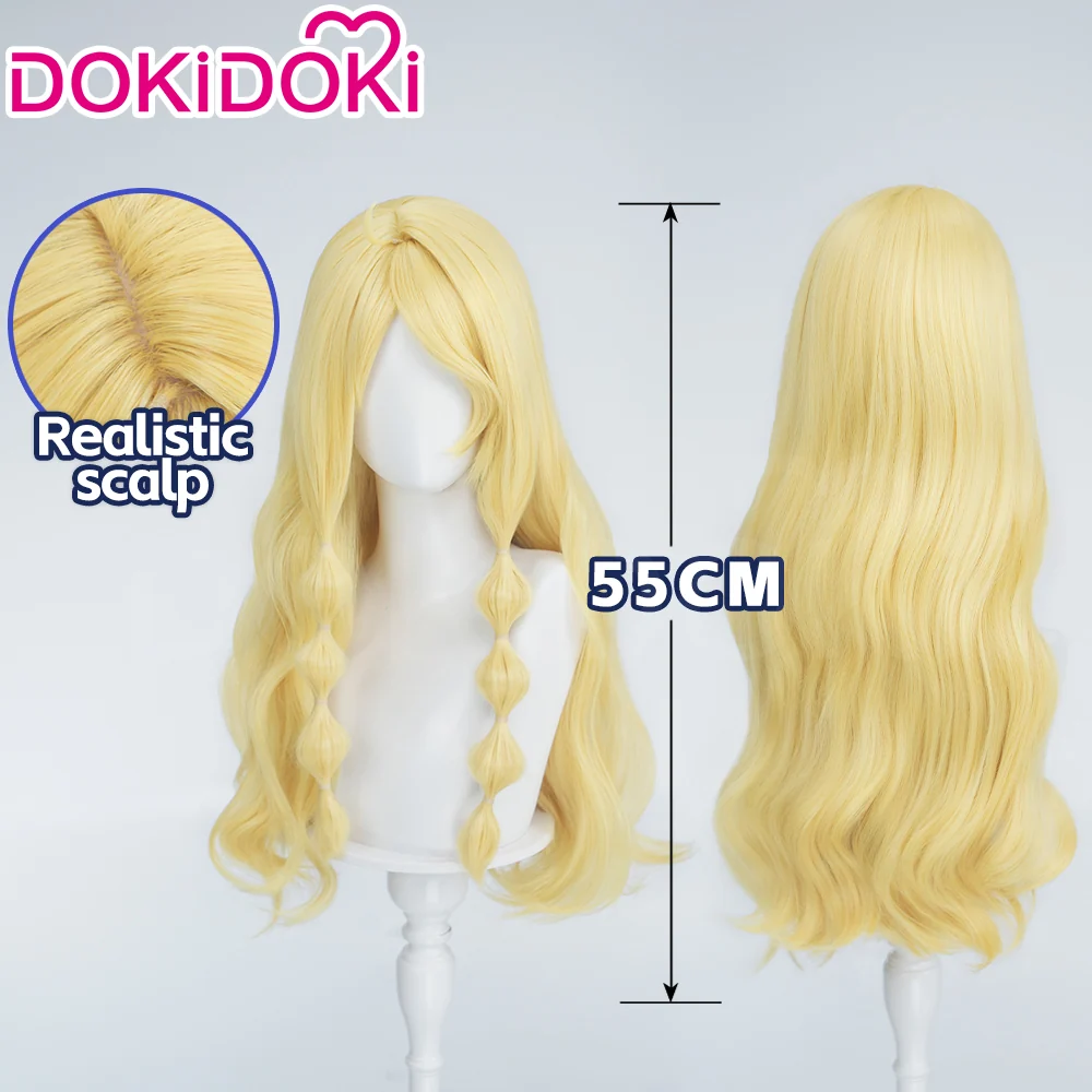 DokiDoki Anime Cosplay Wig Long Curly Blonde Hair Pre Braided