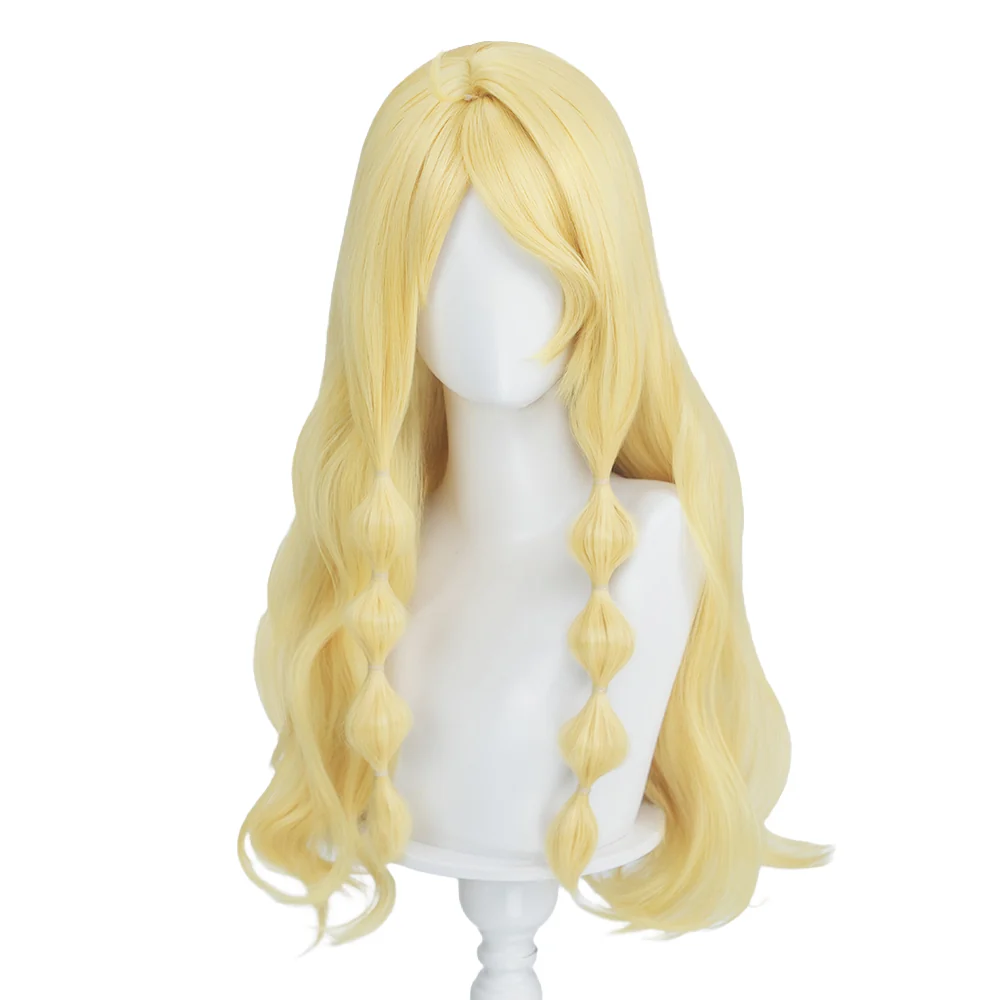 DokiDoki Anime Cosplay Wig Long Curly Blonde Hair Pre Braided - Image 5
