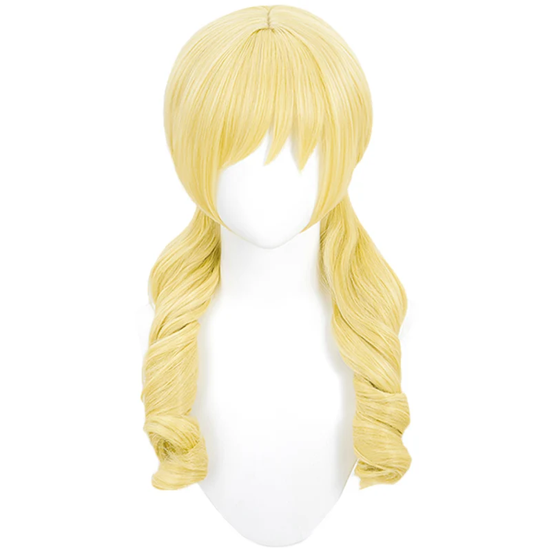 DokiDoki Anime Cosplay Wig Long Curly Yellow Headwear - Image 5