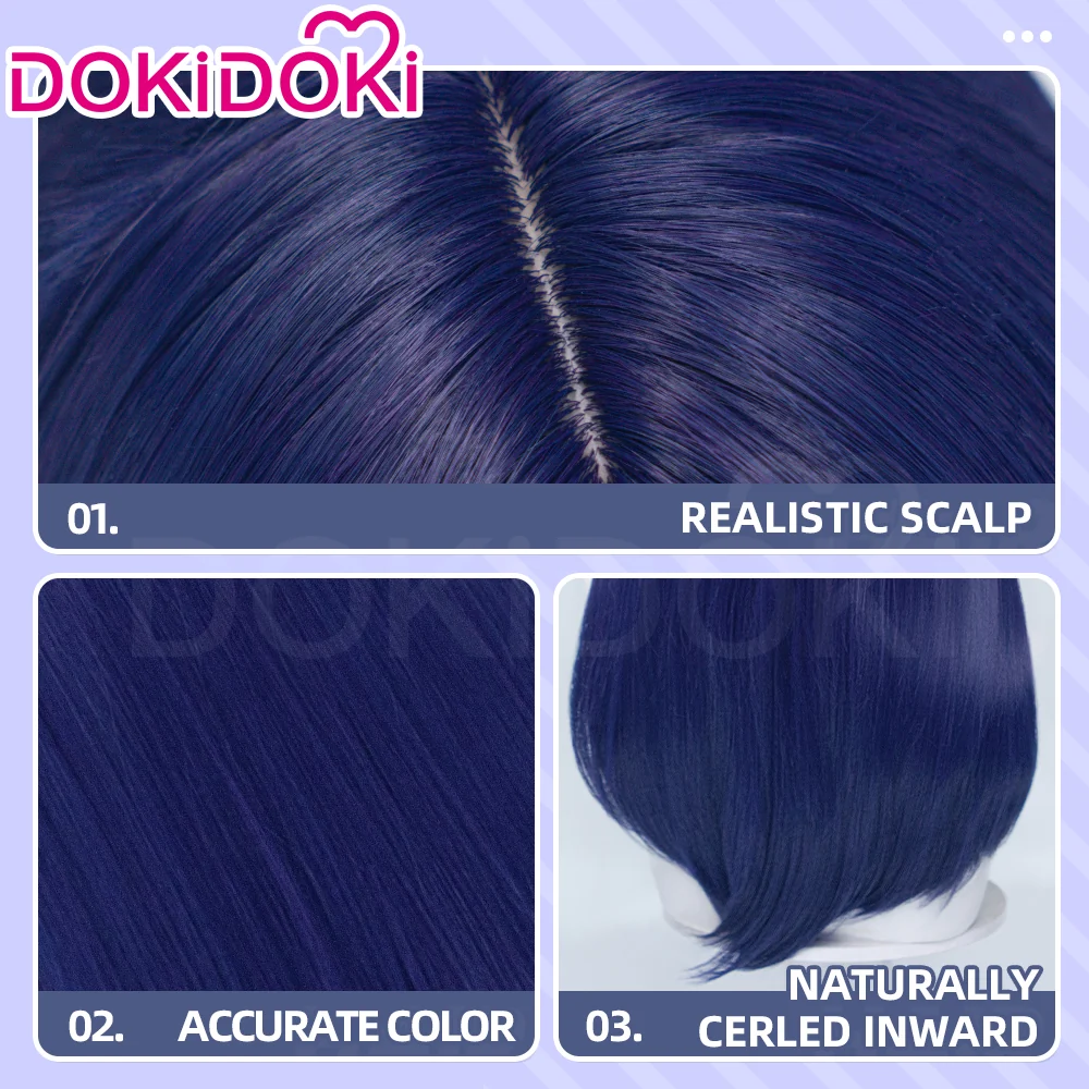 【Ready For Ship】DokiDoki Anime Cosplay Wig Long Straight Blue Hair Halloween - Image 3