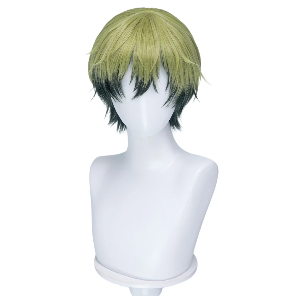 【Ready For Ship】DokiDoki Anime Cosplay Wig Short Blonde Green Black Layered Hair - Image 11