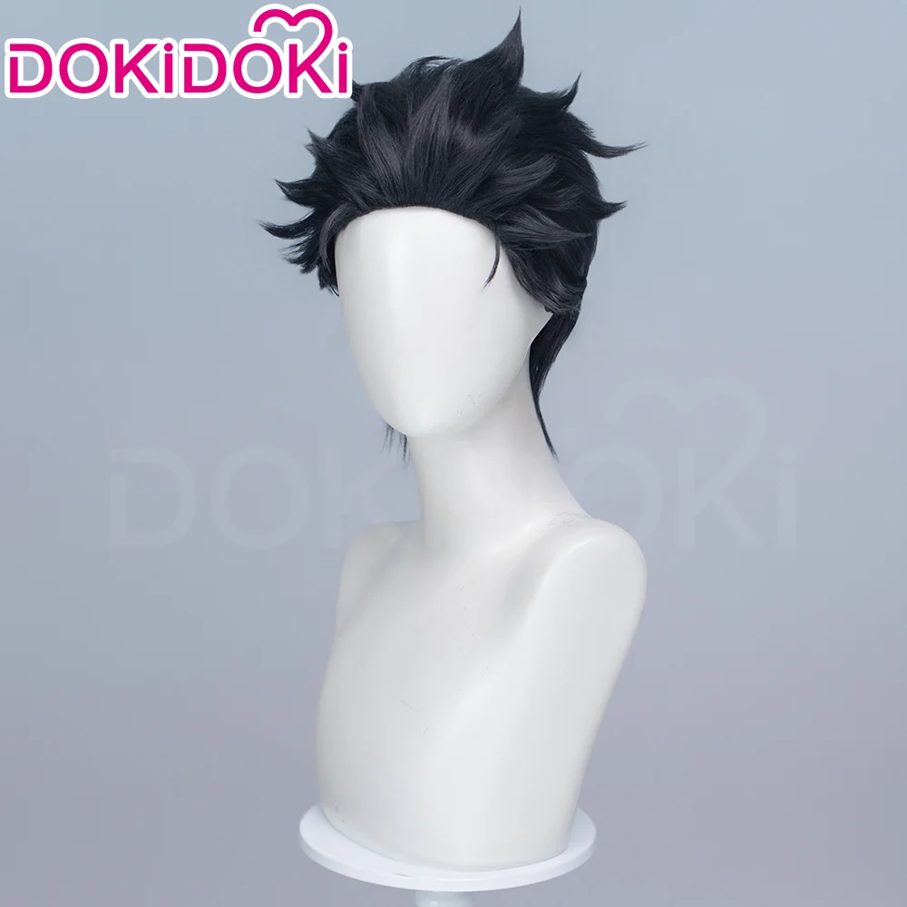 DokiDoki Anime Cosplay Wig Short Curly Black Hair Multi Layered Flipped - Image 2