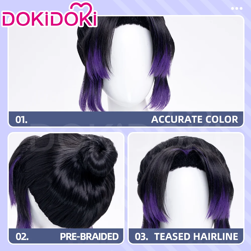 【Wig Ready For Ship】DokiDoki Anime Cosplay Wig / Headpiece Black Purple Synthetic Hair Halloween - Image 5