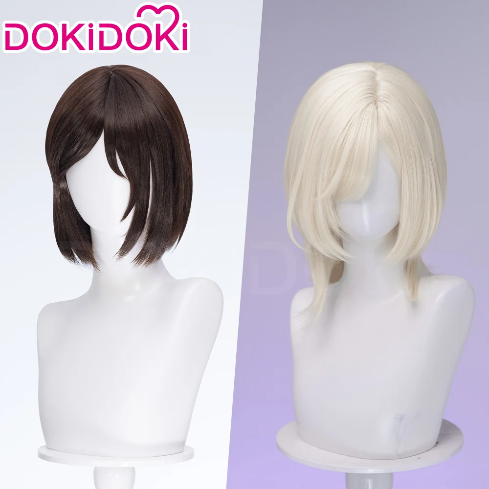 【Ready For Ship】DokiDoki Anime Cosplay Women Sister Wig Short Straight Brown Platinum Blonde Hair