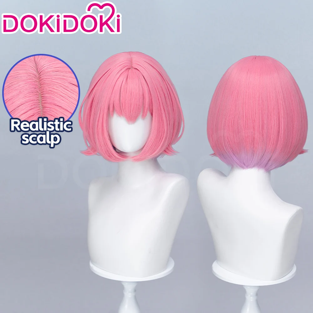 DokiDoki Anime FX Fighter Kurumi-chan Cosplay Kurumi Wig Short Straight Pink Light Purple Gradient Hair Kurumi Fukuga