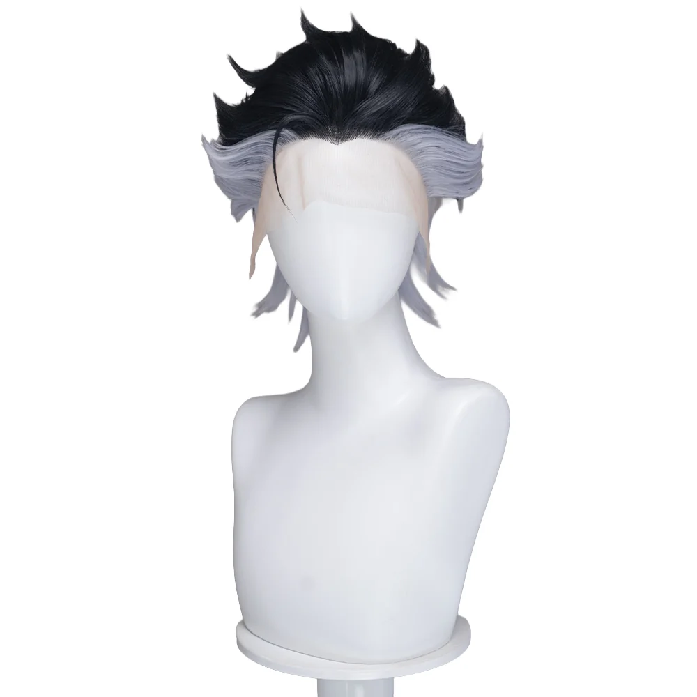 【Front Lace】DokiDoki Anime GACHIAKUTA Cosplay Zodyl Typhon Wig Short Blak Gery Hair - Image 11