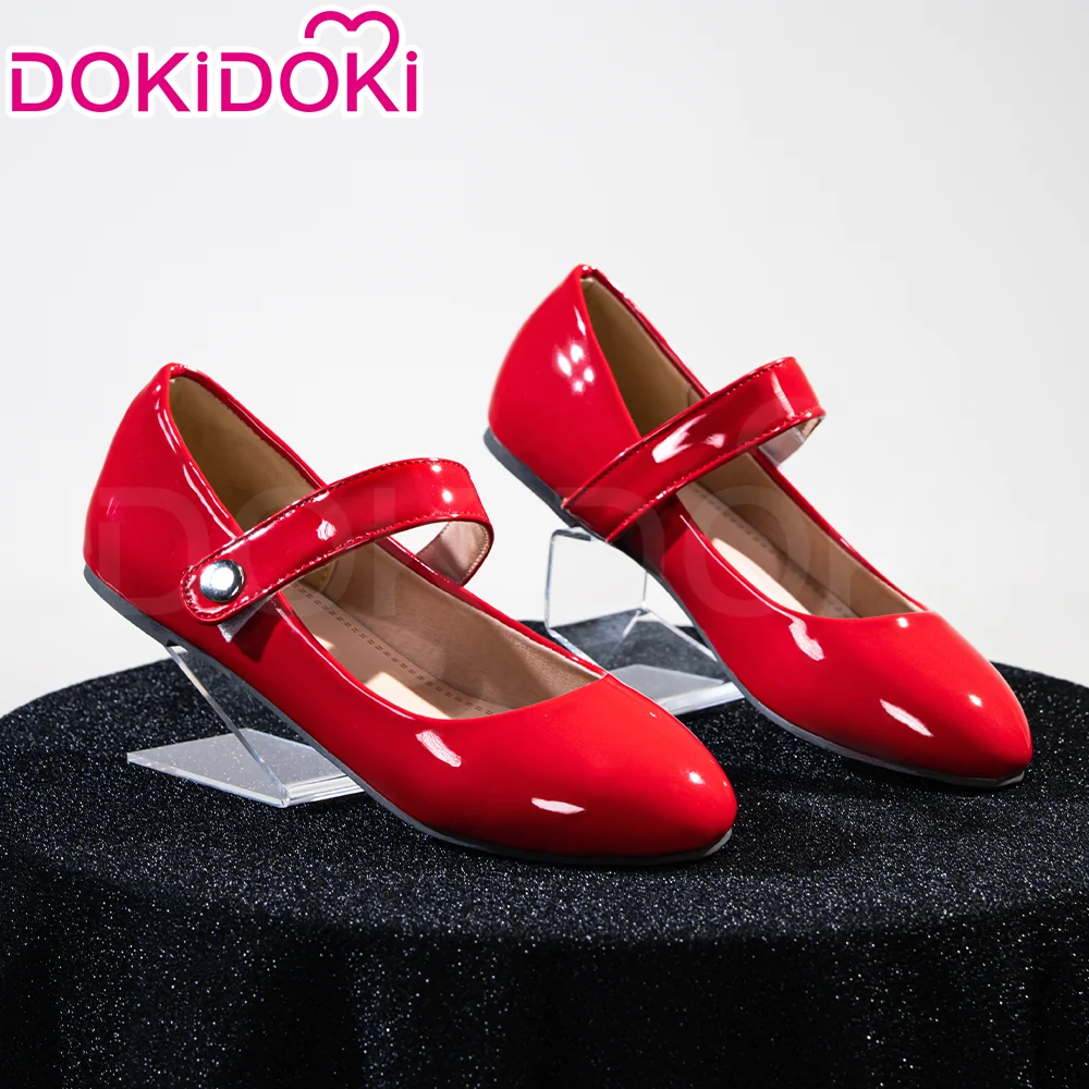 DokiDoki Anime Game Cosplay Glossy Red Patent Flats Shoes - Image 2