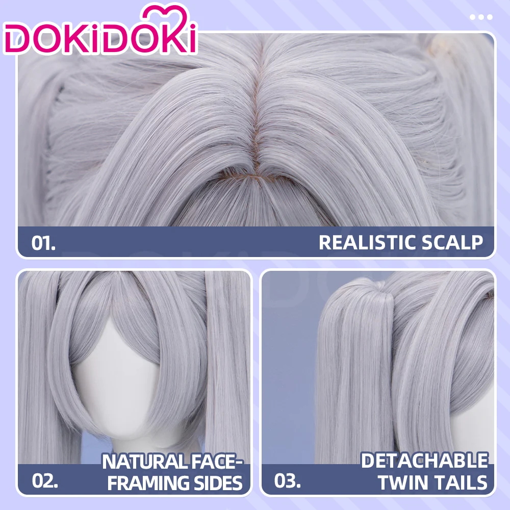【Ready For Ship】DokiDoki Anime Manga Cosplay Wig / Earrings/ Ring / Eyelashes Long Straight White Grey Hair - Image 5