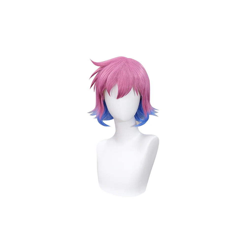 【Ready For Ship】DokiDoki Anime Scott Pilgrim Cosplay Ramona Flowers Wig Short Straight Pink / Blue Gradient Hair - Image 5
