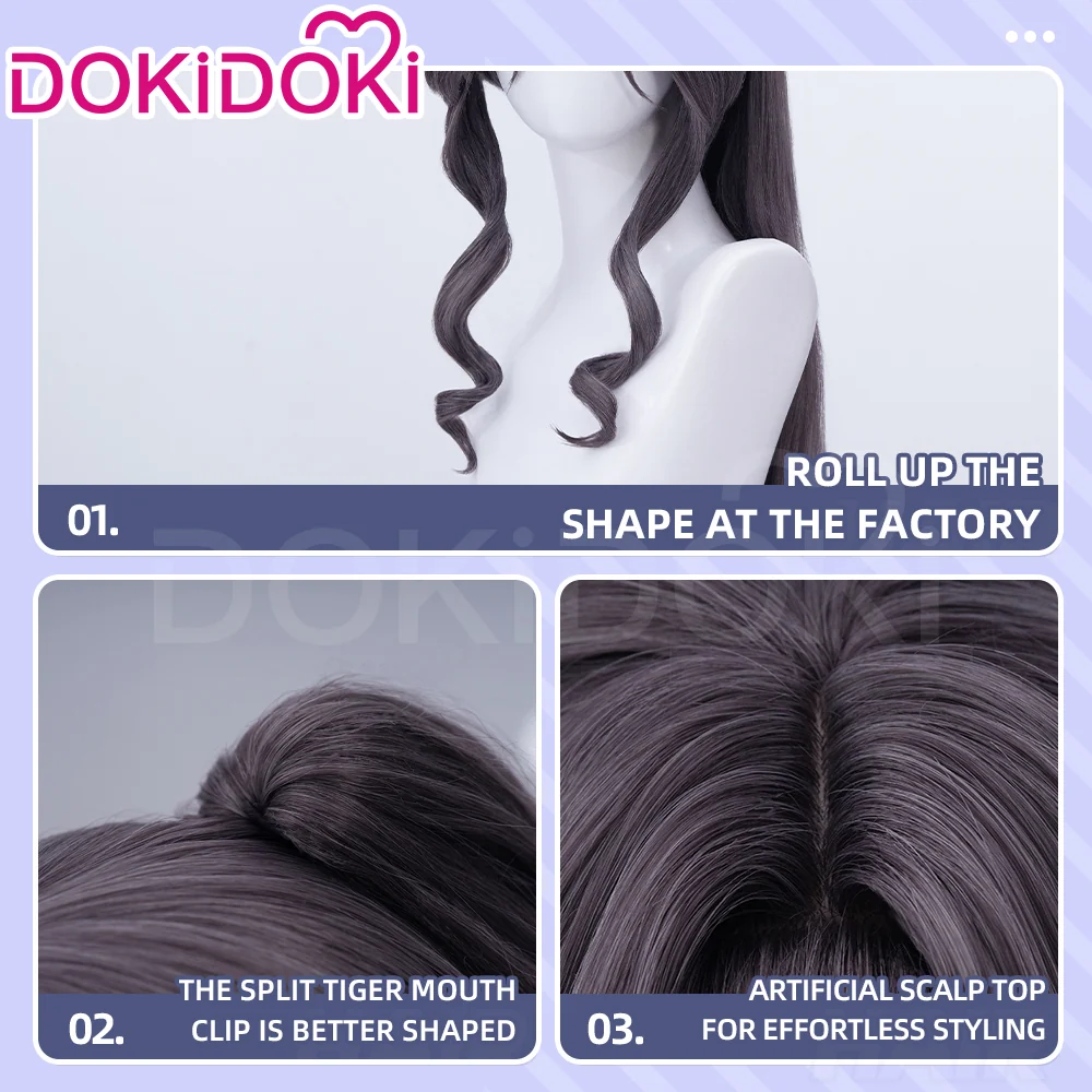 【Ready For Ship】DokiDoki Anime The Fragrant Flower Blooms with Dignity Cosplay Waguri Kaoruko Wig Long Blackish Purple Hair Ponytail - Image 10