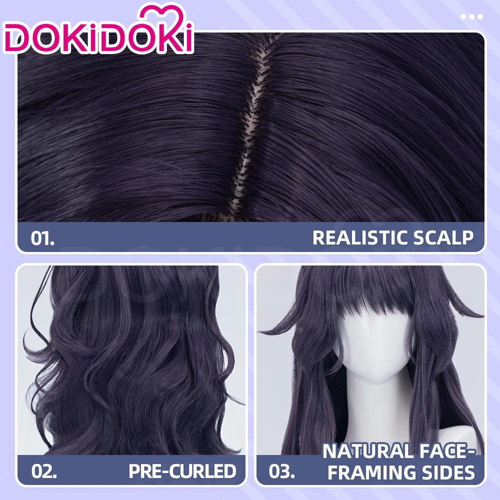 【Ready For Ship】DokiDoki Anime The Fragrant Flower Blooms with Dignity Cosplay Waguri Kaoruko Wig Long Blackish Purple Hair Ponytail - Image 15