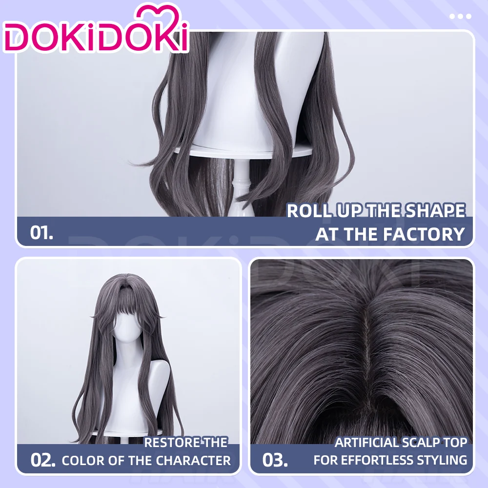 【Ready For Ship】DokiDoki Anime The Fragrant Flower Blooms with Dignity Cosplay Waguri Kaoruko Wig Long Blackish Purple Hair Ponytail - Image 5