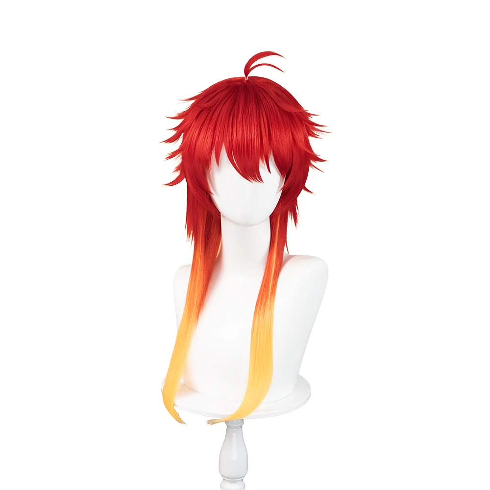 【Ready For Ship】DokiDoki Anime Wind Breaker Cosplay Chika Takiishi Wig Long Straight Red Yellow Gradient Hair - Image 5
