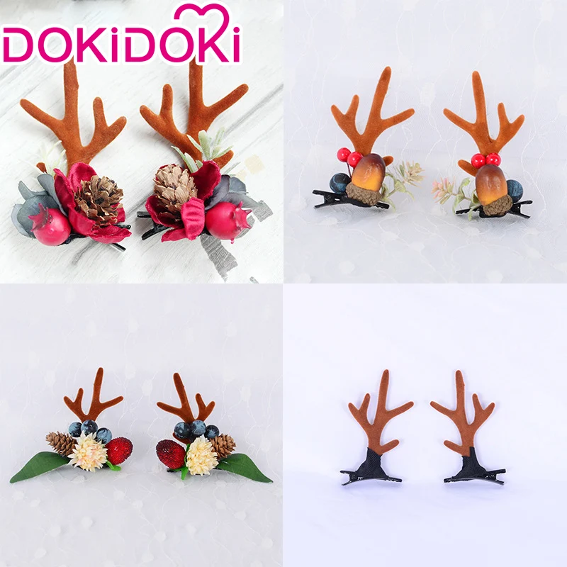 DokiDoki Cosplay Deer Ear Headwear Cute Headband Christmas Antlers Clip Flower Hairpin - Image 2