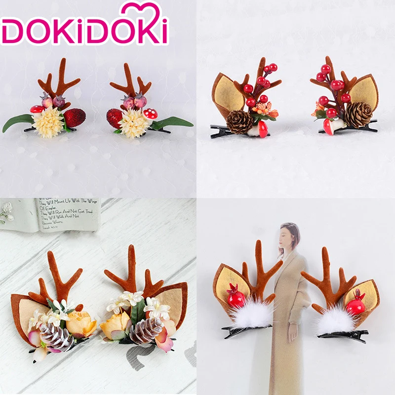 DokiDoki Cosplay Deer Ear Headwear Cute Headband Christmas Antlers Clip Flower Hairpin - Image 3