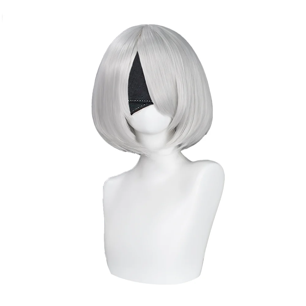 【Ready For Ship】DokiDoki Cosplay Game Cosplay Wig Women Short White Heat Resistant Hair / Eyeshade / Hairband - Image 5