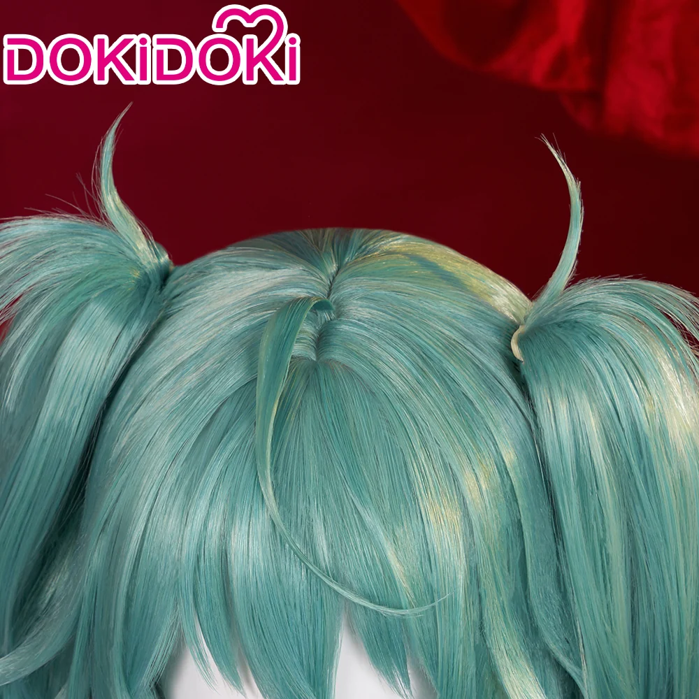 【Ready For Ship】DokiDoki Cosplay Rascal the Raccoon Wig Green Twin Tail Brown Highlight Halloween - Image 3