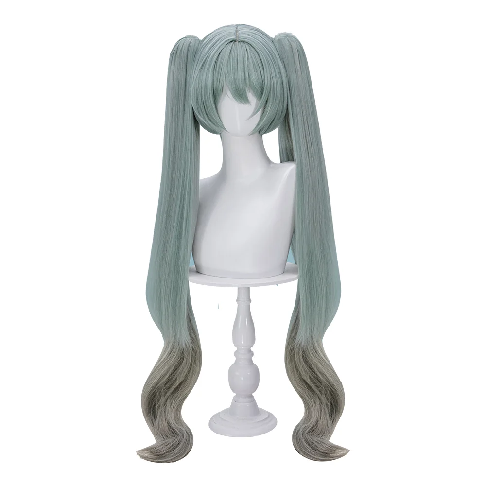 【Ready For Ship】DokiDoki Cosplay Wig Long Curly Dark Green Gradient Hair Twin Ponytails 39Culture 2023 Party - Image 5