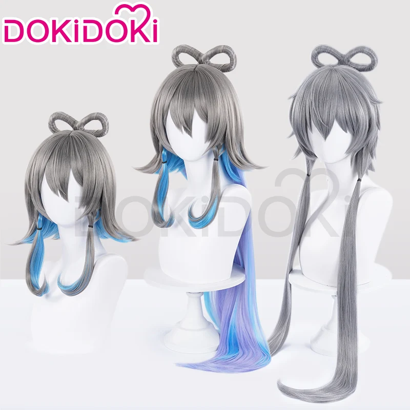 DokiDoki Cosplay Wig Long/Short Straight Grey Blue Wig