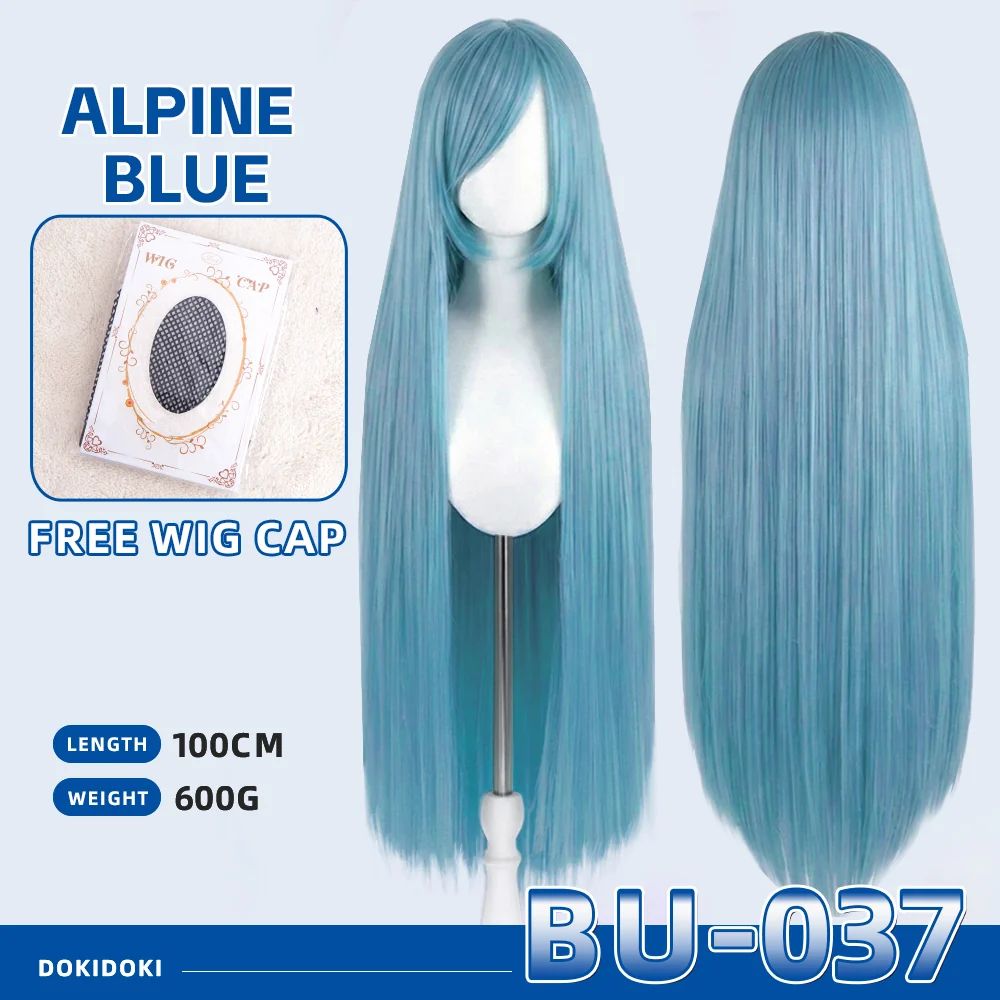【Partially Ready For Ship】【Blue】DokiDoki Cosplay Wig Basic Wig Long Straight Blue 100 CM Hair Wig Base - Image 38