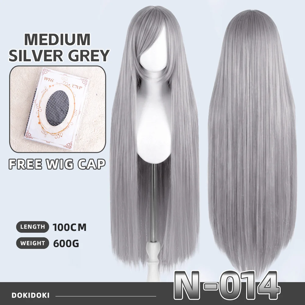 【Partially Ready For Ship】DokiDoki Cosplay Wig Basic Wig Long Straight Black White Silver 100 CM Hair Wig Base - Image 15