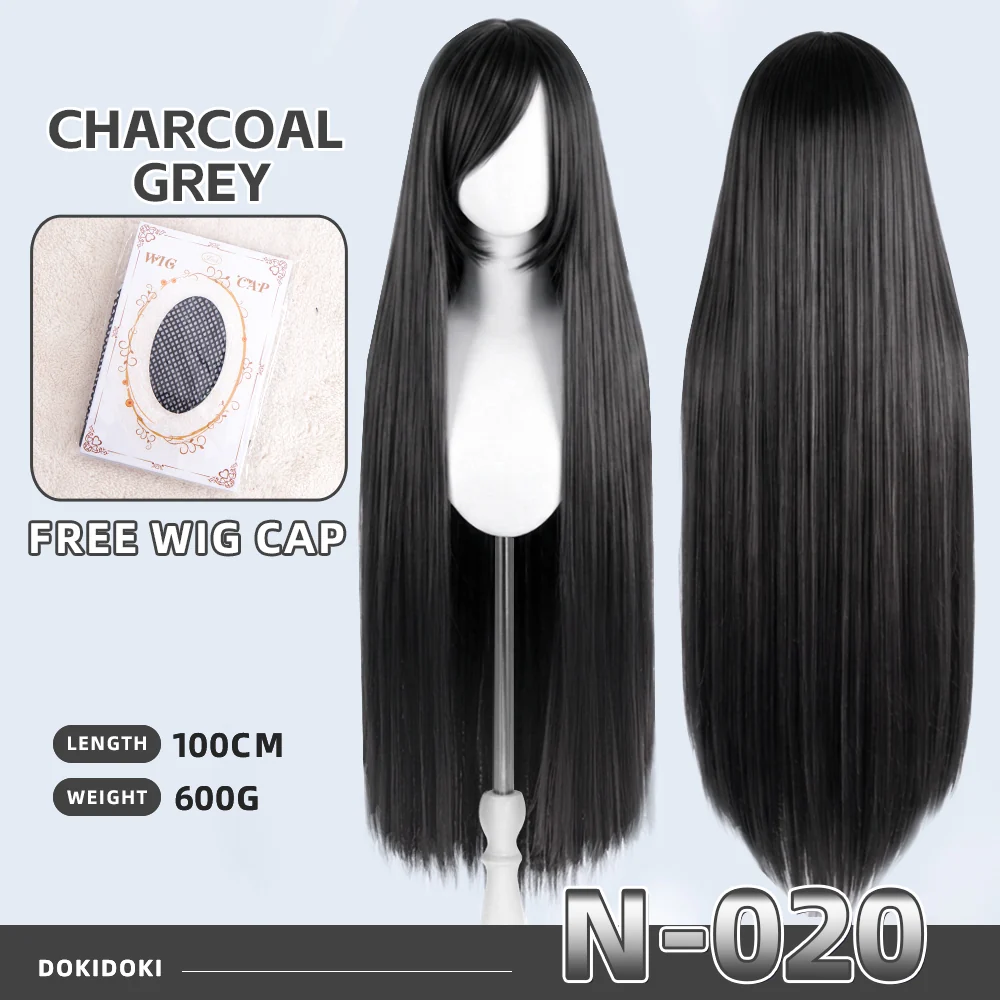 【Partially Ready For Ship】DokiDoki Cosplay Wig Basic Wig Long Straight Black White Silver 100 CM Hair Wig Base - Image 21