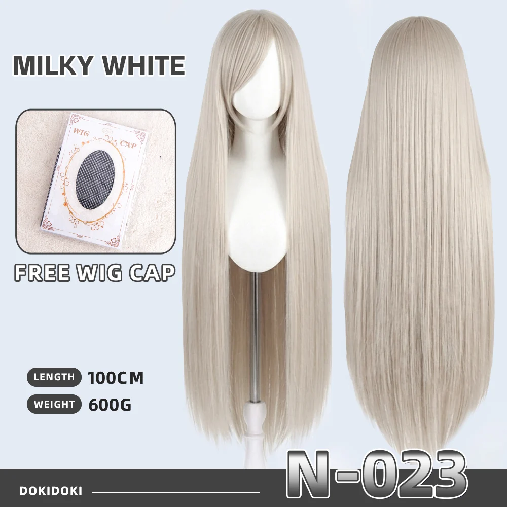【Partially Ready For Ship】DokiDoki Cosplay Wig Basic Wig Long Straight Black White Silver 100 CM Hair Wig Base - Image 24