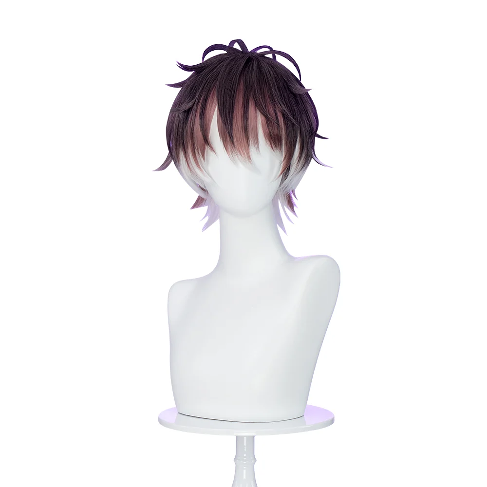【Ready For Ship】DokiDoki Game Anime Diabolik Lovers Cosplay Mukami Ruki Wig Short Straight Brown Purple Hair - Image 2