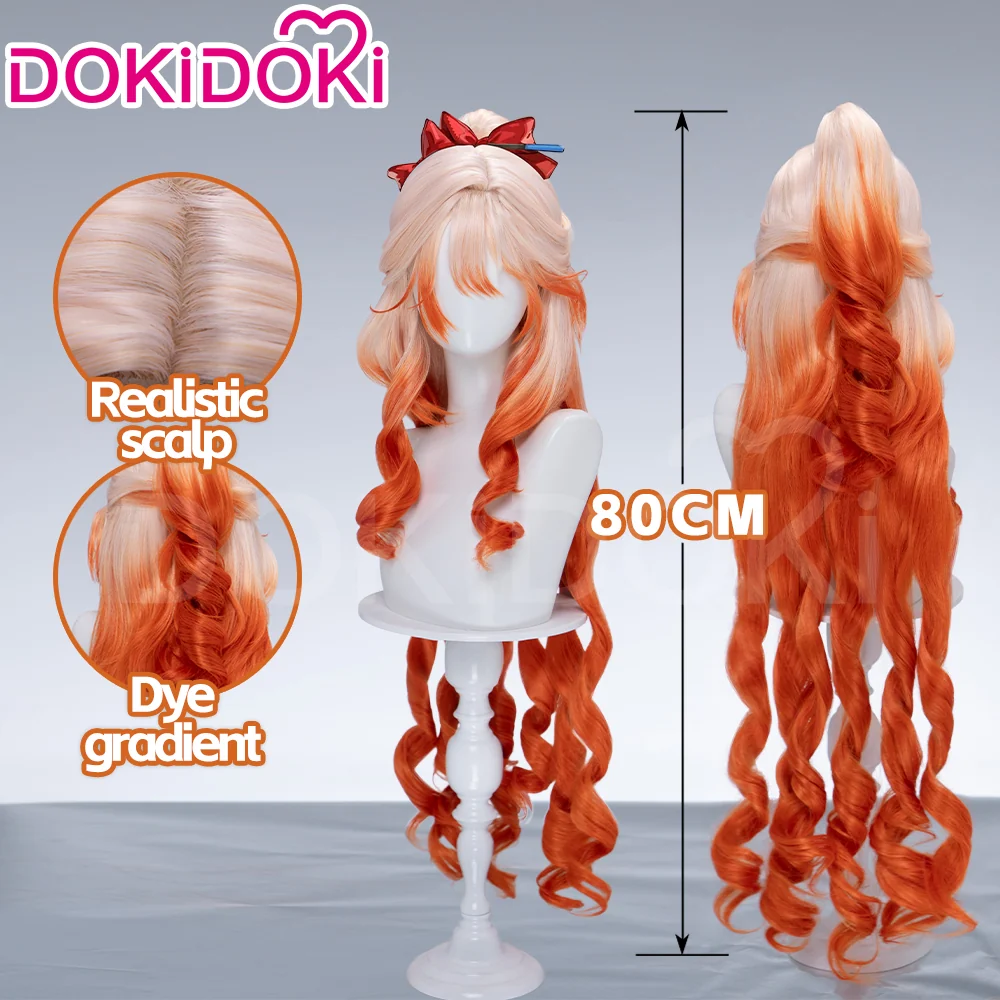 【Normal Ver Ready For Ship】DokiDoki Game Arknights Cosplay Haruka Wig Long Curly Light Pink Orange Gradient Hair - Image 6