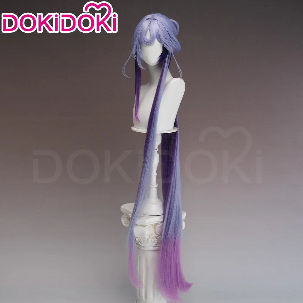 DokiDoki Game Arknights Cosplay Jun Wig Long Straight Purple Gradient Hair Detachable Braid - Image 2