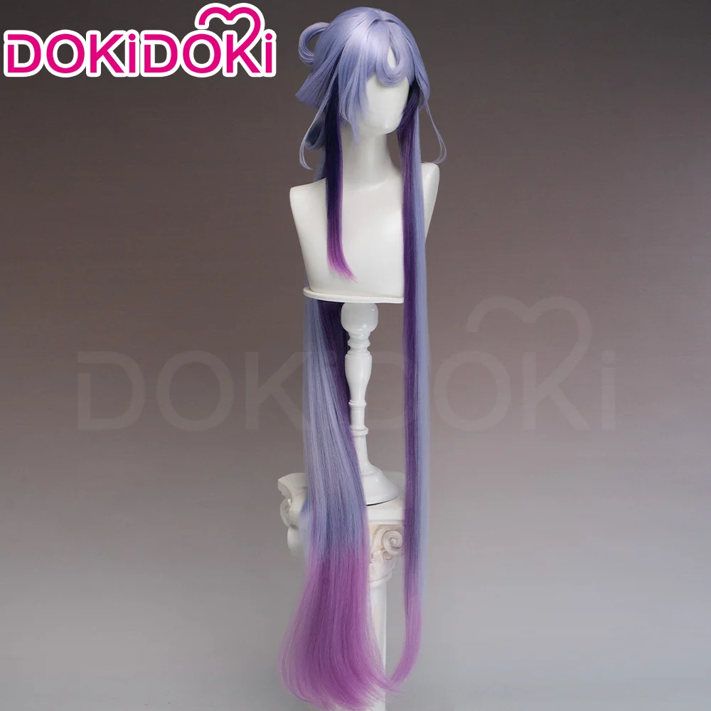 DokiDoki Game Arknights Cosplay Jun Wig Long Straight Purple Gradient Hair Detachable Braid - Image 3